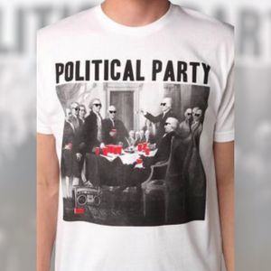 Riot Society Presidential Graphic Tshirt Size Large White Short Sleeve Party Tee